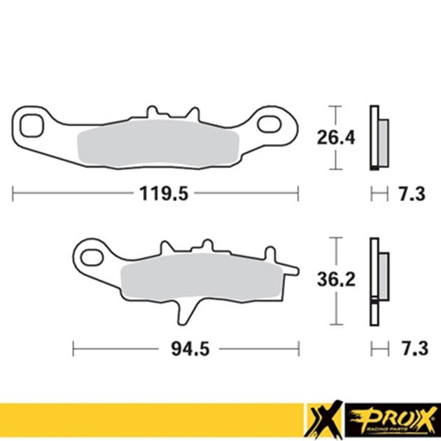 Klocki hamulcowe kh258 / kh349 KAWASAKI KX 80/85/100 '97-20, SUZUKI RM 85 '05-20 PRZÓD, KAWASAKI KFX 450R 08-14, KVF 650 BRUTE FORCE '05-13 PRZÓD PRAWY ProX