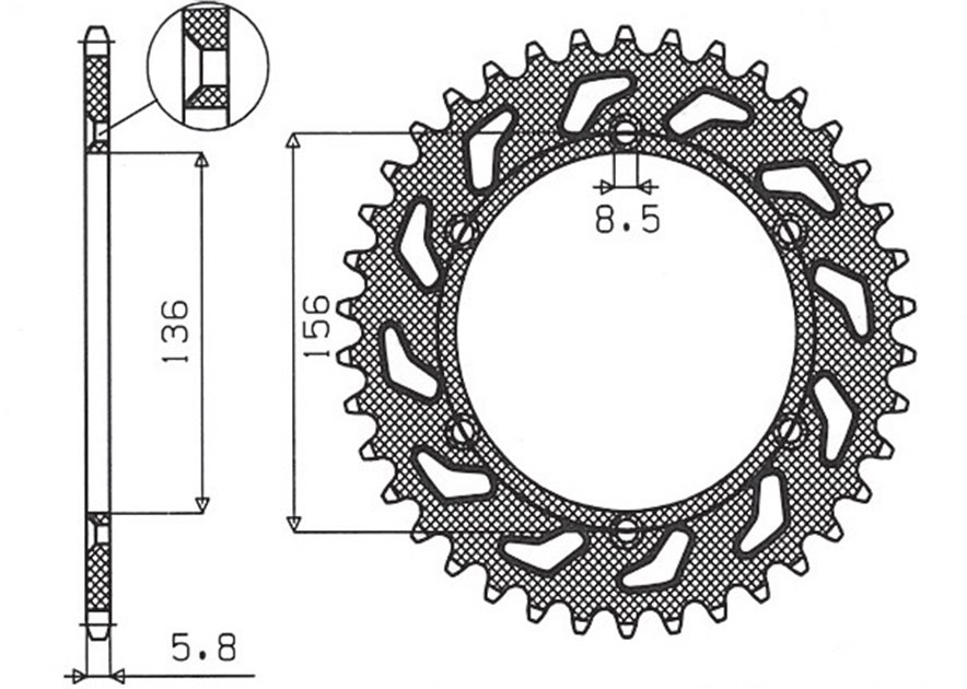 Zębatka TYLNA 702 43 HUSQVARNA SM 610 (08-09), SUZUKI DR350 (90-03), RGV 250 (91-96) (JTR822.43) (ŁAŃC. 520) (70243JT) SUNSTAR