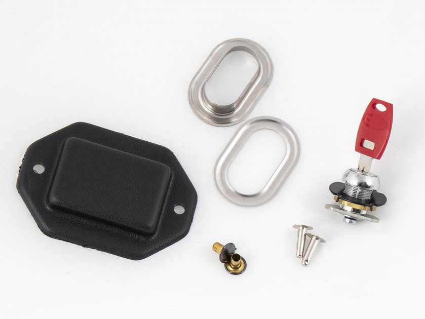 Cylinder zamka pokrywy wraz z przeciwwagą zamka do toreb skórzanych Hepco Becker Buffalo i Ivory