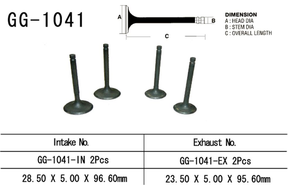 ZAWÓR SSĄCY HONDA XR 250R 96-04 (2 NA POJAZD) (28,5X5,0X95,6 MM) (OEM: 14711-KCZ-000) (1SZT.) (Made in Japan) VESRAH