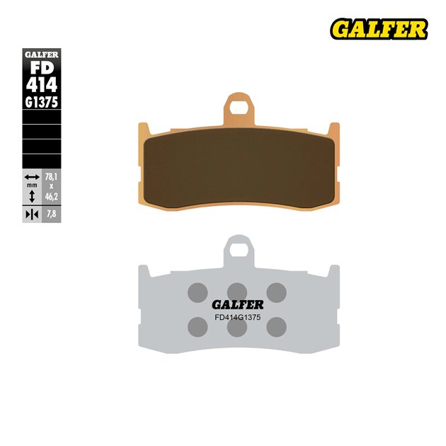 GALFER KLOCKI HAMULCOWE KH491 SPIEK METALICZNY (ZŁOTE) SPORT TRIUMPH 675 09-12 PRZÓD