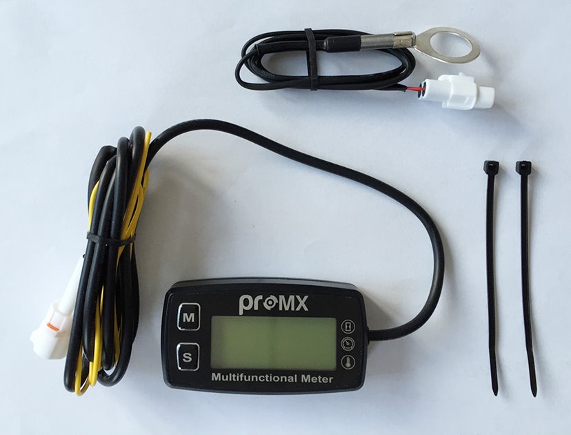 Licznik motogodzin indukcyjny z obrotomierzem i wskaźnikiem temperatury silnika wodoodporny PR11 (EL) Promx
