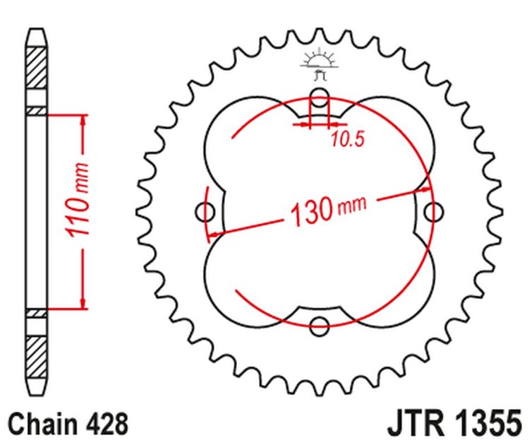 ZĘBATKA TYLNA 4355 48 HONDA TRX 90 '93-19', TRX 125 '87-88' (435548JT) (ŁAŃC.428)