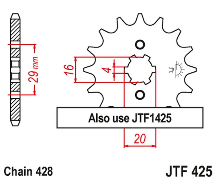 ZĘBATKA PRZEDNIA 425 12 SUZUKI TS 125R '90-'96, RV 125 '07-'15 (42512JT) (ŁAŃC. 428)