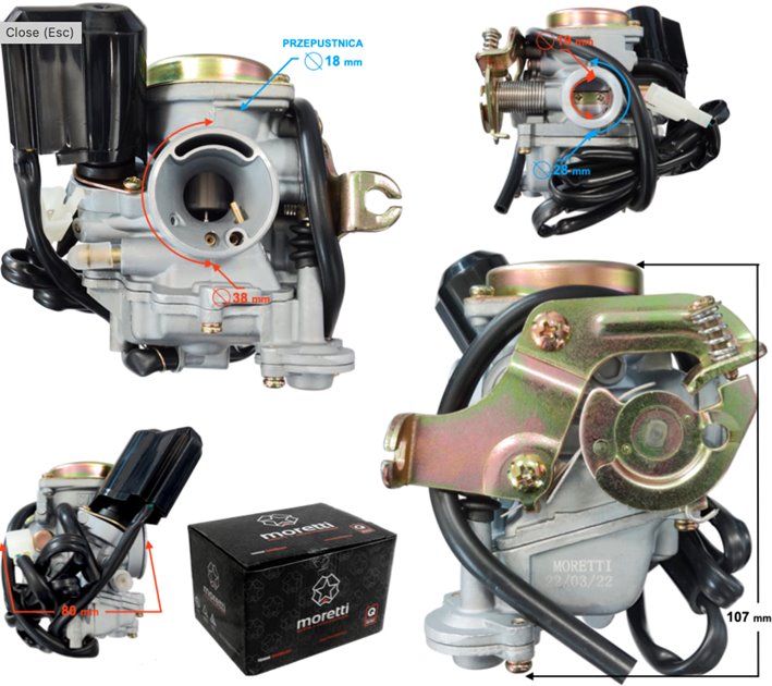Gaźnik skuter GY6 50-80cc 4T 139QMB 139QMA Moretti | 5905220819362