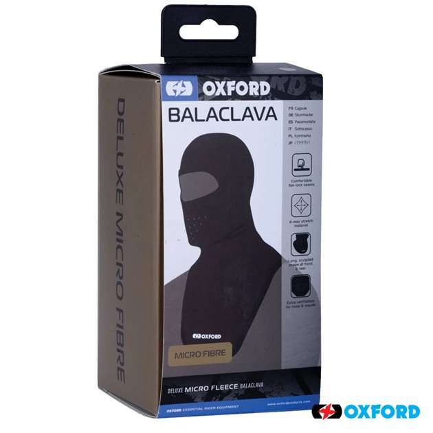 Kominiarka z mikrofibry z dużym otworem czarna uniwersalna Oxford | CA040