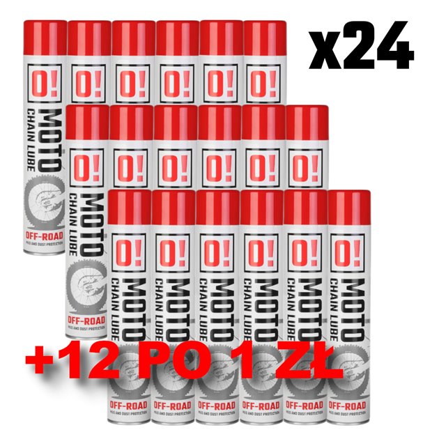 ZESTAW 24 SZTUKI SPRAY SMAR DO ŁAŃCUCHA 750ML OFF ROAD O! CHAIN LUBE + 12 SZTUK PO 1 ZŁ SPRAY SMAR DO ŁAŃCUCHA 750ML OFF RROAD - KARTON 12 SZTUK ZA 12 ZŁ (ZESTAW 36 SZTUK) OMOTO