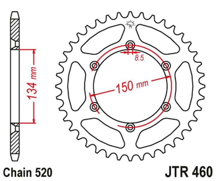 ZĘBATKA TYLNA 489 39 KAWASAKI KX/KXF `84-20 (48939JT) (ŁAŃC. 520)