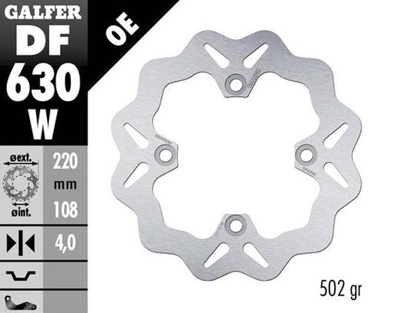 GALFER TARCZA HAMULCOWA TYŁ DUCATI 748/916/996/998 1994- (220X108X4) WAVE