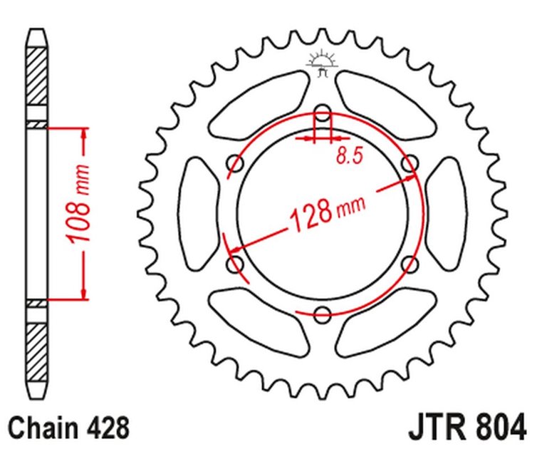 ZĘBATKA TYLNA 902 42 SUZUKI TS 100/125 '82-84, DR 100 '83-90 (90242JT) (ŁAŃC. 428)