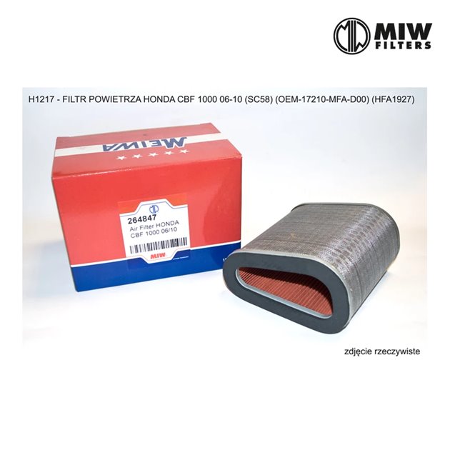 MIW (MEIWA) FILTR POWIETRZA HONDA CBF 1000 06-10 (SC58) (OEM-17210-MFA-D00) (HFA1927) (50)