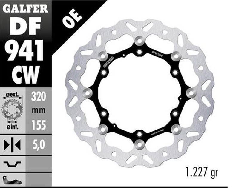 Tarcza hamulcowa przód KTM 390 ADVENTURE, Husqvarna 401 SVARTPILEN WAVE FLOATING (320x155x5mm) GALFER | DF941CW