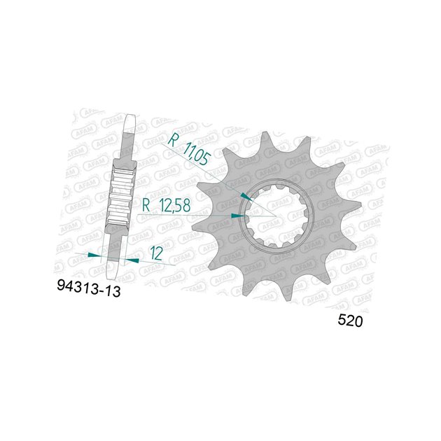 Zębatka przednia 13 Gas Gas EC 125/200/250/300/400 / 450/515 ŁAŃC. 520 AFAM | 94313-13