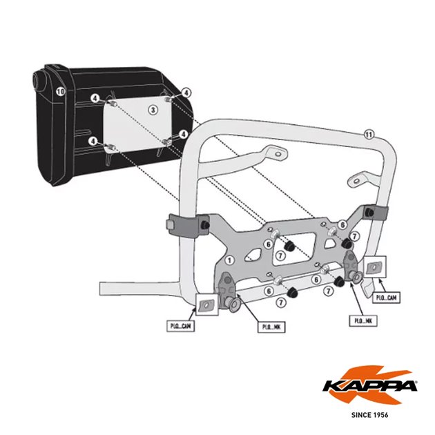 Mocowanie skrzynki narzędziowej Honda NC 750X KS250 do stelaży KLO1192MK CAM Kappa | KTL1192KIT
