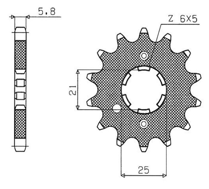 Zębatka PRZEDNIA 569 15 KAWASAKI KX 250 '87-'98, YAMAHA YZ 250 '77-'98 (JTF569.15) (ŁAŃC. 520) (56915JT) SUNSTAR