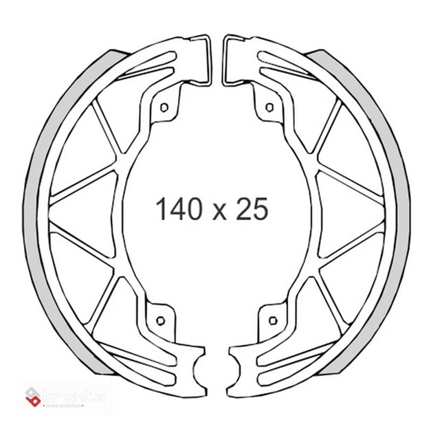 Szczęki hamulcowe Derbi 25/50/125/150, Piaggio 50/125/180, Vespa 50/125 140x25mm BRENTA | BR0300