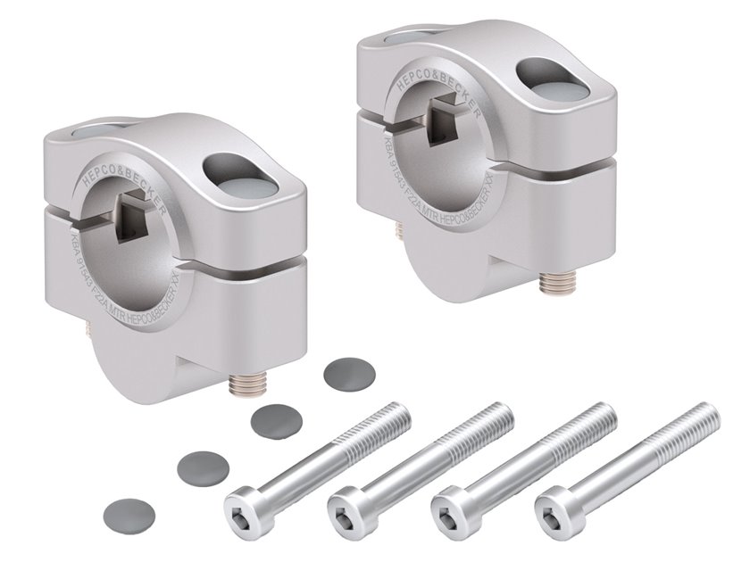 Podwyższenie kierownicy 20 mm srebrne do Moto Guzzi V 85 TT / Travel / Strad 2024-2026 Hepco & Becker | 4230561 20 09