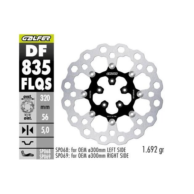 GALFER TARCZA HAMULCOWA PRZÓD HARLEY-DAVIDSON (320X56X5) PŁYWAJĄCA (CUBIQ) (OVERSIZE) (WYMAGA SP068;SP69) | DF835FLQS