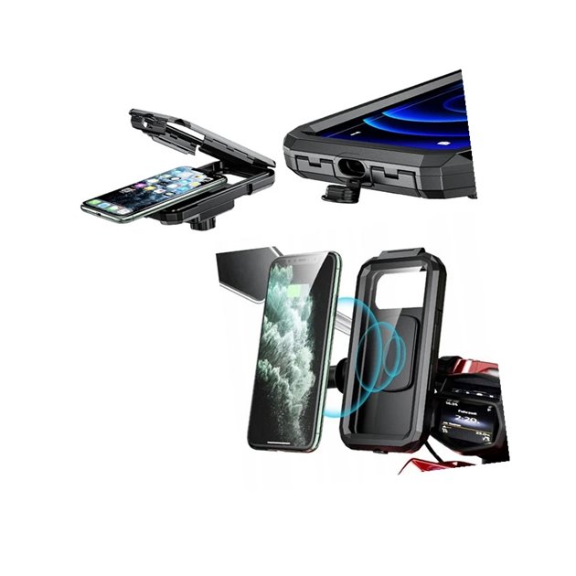 Uchwyt motocyklowy na telefon XL z ładowaniem bezprzewodowym i USB C eXtreme Style | WOD000036