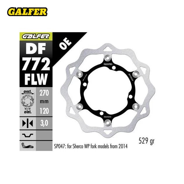 Tarcza Hamulcowa Przód Sherco SE/SEF 250/300/450/500 WAVE (270X120X3MM) Galfer | DF772FLW