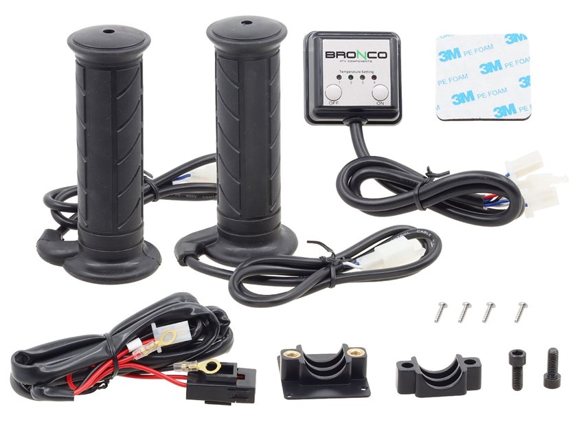 Manetki podgrzewane motocyklowe (Śr. 22/25mm, Dł. 134mm) z 4-stopniową regulacją 12A/35W BRONCO | MC-08951-1