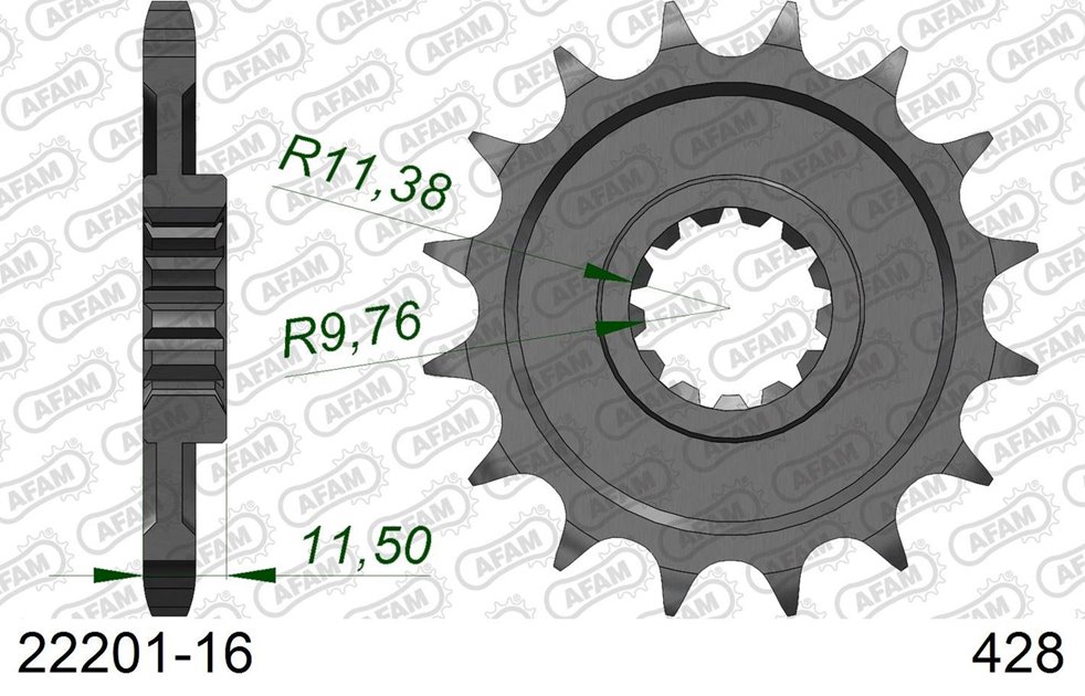 Zębatka przednia 16 Suzuki DR 125 ŁAŃC. 428 AFAM | 22201-16