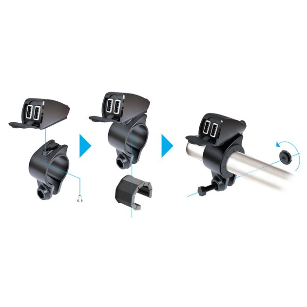 Ładowarka USB podwójna wodoodporna Usb-Fix Trek na kierownicę Ultra Fast Charge 5400mA 12 / 24V Lampa | 38828