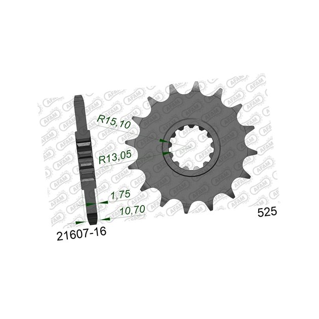 Zębatka przednia 16 Z GUMĄ Yamaha FZ8, MT 09, MT 07, TDM 900, MT10 ŁAŃC. 525 AFAM | 21607NR-16