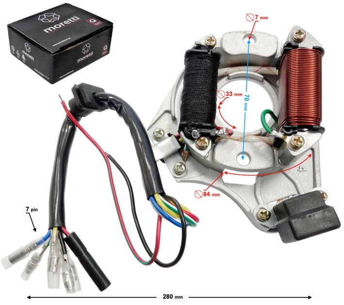 Stator, stojan, iskrownik alternatora do motoroweru Ranger Barton Classic 139FMB Motorower biegowy