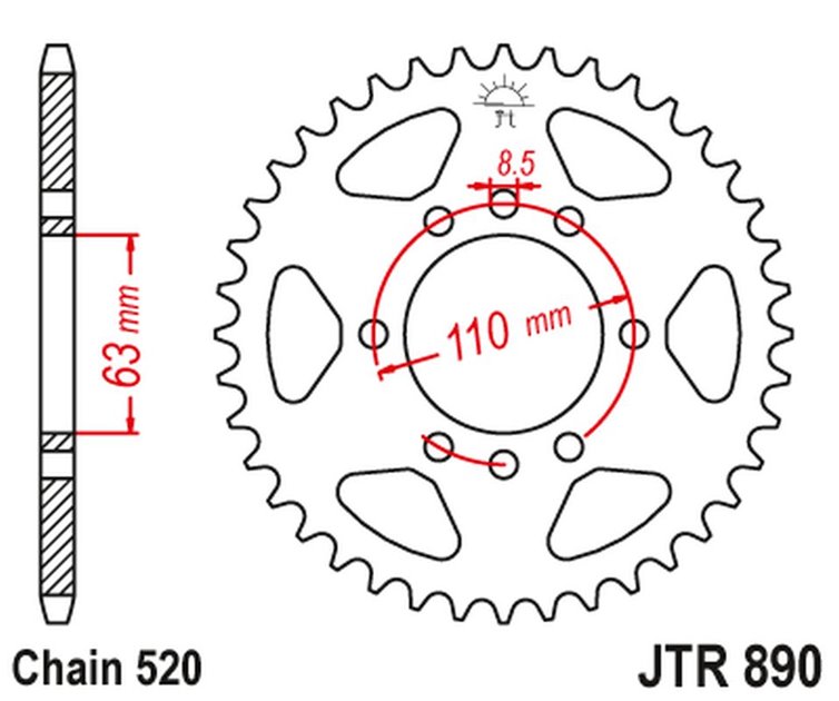 ZĘBATKA TYLNA 4675 44 KTM 125/200 DUKE '14-'22, 390 DUKE/RC '13-'23 (JTR890.44) (ŁAŃC. 520) KOLOR CZARNY