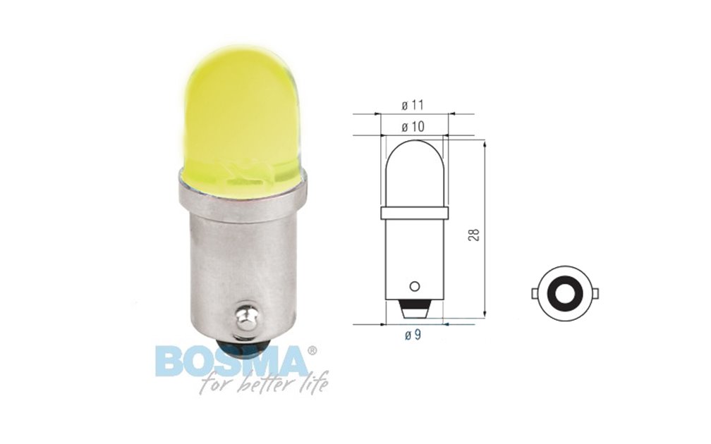 Żarówka BOSMA 12V 1*LED STANDARD BA9s Yellow blister