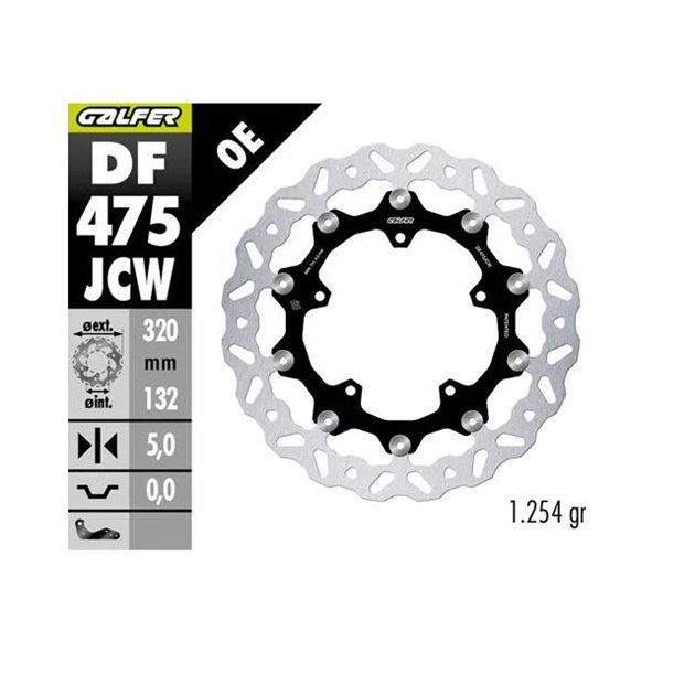 Tarcza hamulcowa przód Yamaha MT-10, YZF-R6, YZF-R9, FZ 1, YZF-R1, V MAX 1700 (WAVE FLOATING) (320X132X5MM) Galfer | DF475JCW