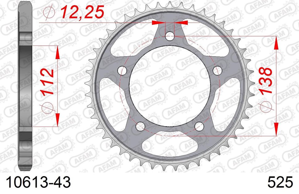 Zębatka tylna 43 Honda CB 600 Hornet, CBR 600F, CBF 600 ŁAŃC. 525 AFAM | 10613-43