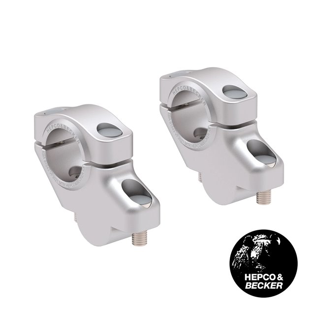 Podwyższenie kierownicy Yamaha Tracer 9 GT / GT+ / Y-AMT z przesunięciem 30 mm w górę, 21 mm w tył srebrne 2025-2026 Hepco & Becker | 42404585 00 09