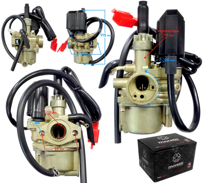 Gaźnik Skuter 2T 50cc ssanie elektryczne Moretti