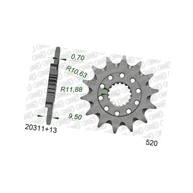 Zębatka przednia 342 13 Samooczyszczająca Honda CR 250, CRF 450, CRF 250R, TRX 450/700 Łańcuch 520 AFAM | 20311+13