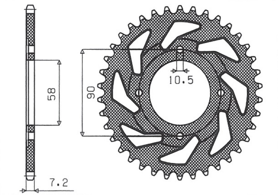 Zębatka TYLNA 269 42 HONDA CG 125 '02-'05, CM 125 '82-'97, CB 125T '82-'88, DAELIM VC 125 '96-'99 (JTR269.42) (ŁAŃC. 428) (26942JT) SUNSTAR