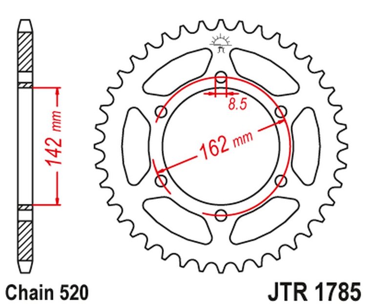 ZĘBATKA TYLNA SUZUKI PE 175 '80-84' (ŁAŃC.520)