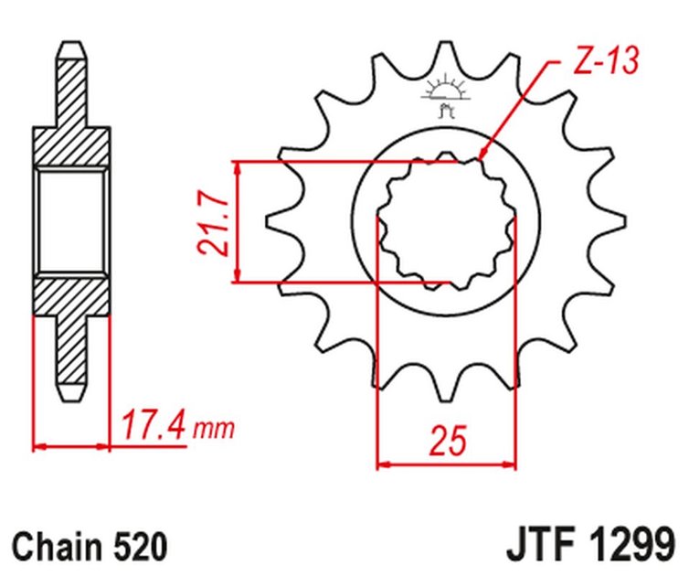 ZĘBATKA PRZEDNIA HONDA CB 250 '96-07' VT/VTR 250 '98-17' (ŁAŃC. 520)