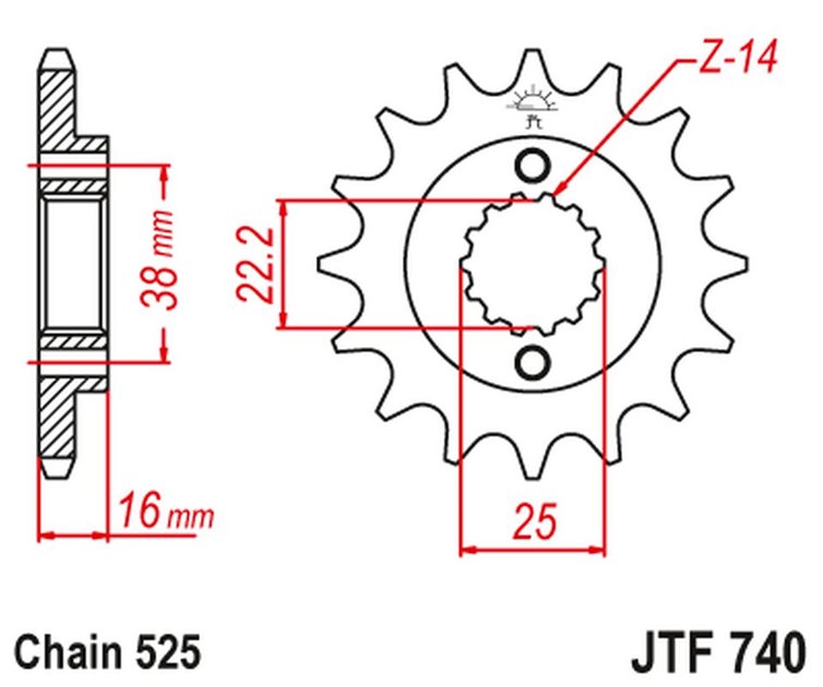 ZĘBATKA PRZEDNIA 2050 15 Z GUMĄ DUCATI 796/916/944/996 (205015JTRB) (ŁAŃC. 525)