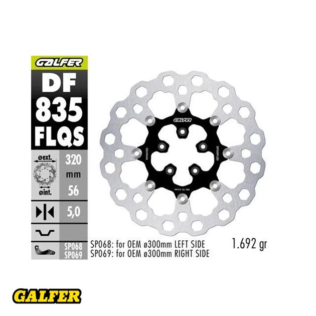 GALFER TARCZA HAMULCOWA PRZÓD HARLEY-DAVIDSON (320X56X5) PŁYWAJĄCA (CUBIQ) (OVERSIZE) (WYMAGA SP068;SP69) | DF835FLQS