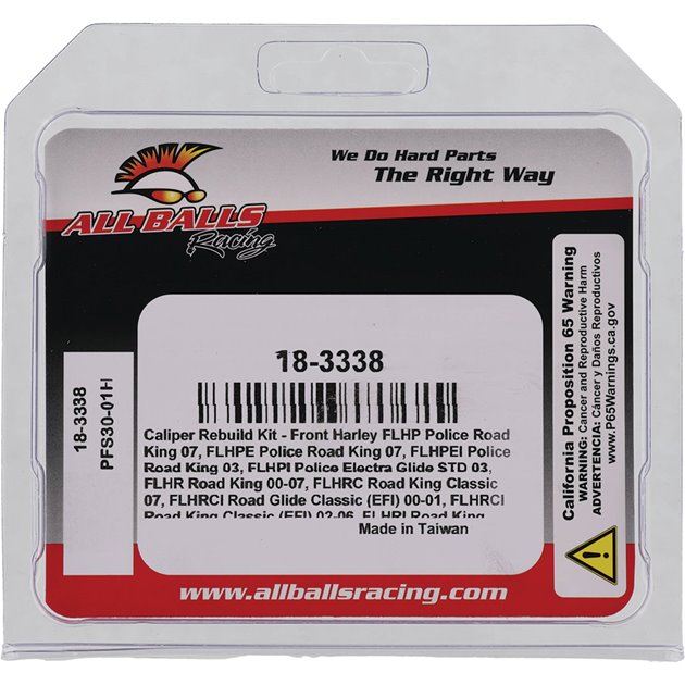 Zestaw naprawczy zacisku hamulcowego przód Harley Davidson FLHP/FLHPE Police Road King, FLHPEI Police Road King, FLHPI Police Electra Glide STD, FLHR Road King, FLHRC Road King Classic, FLHRCI Road Glide All Balls | 18-3338