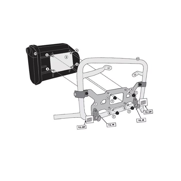 Mocowanie skrzynki narzędziowej Honda NC 750X KS250 do stelaży KLO1192MK CAM Kappa | KTL1192KIT
