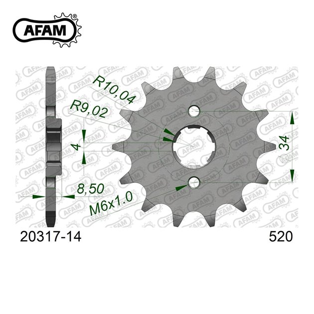 Zębatka przednia 2046 14 Honda CA 125, CB/CBX/CM/CMX 250 Łańcuch 520 AFAM | 20317-14