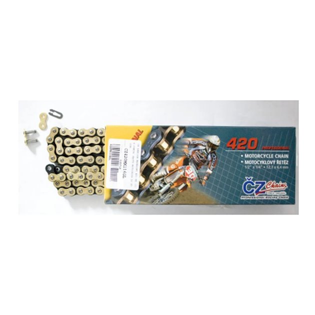 CZ ŁAŃCUCH NAPĘDOWY 420 MX (112 OGNIW) ZŁOTY (MOTOCROSS DO 85 CCM) (22,0 KN) + ZAPINKA | CZ420MX112GL