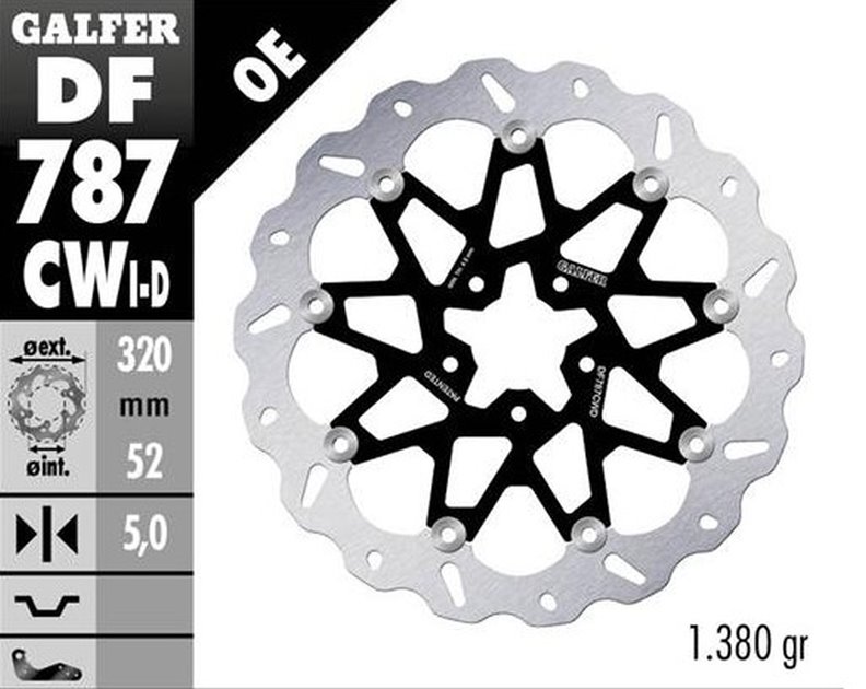 GALFER TARCZA HAMULCOWA PRZÓD KTM 690 DUKE 2012-2016; 890 DUKE 2020-2023; HUSQVARNA 701 SVARTPILEM 2018-2019; VITPILEN 2018-2019 (PRAWA) (WAVE FLOATING) (320X52X5MM) | DF787CWD