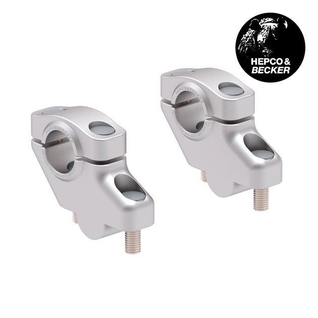 Podwyższenie kierownicy Yamaha MT-03 z przesunięciem 30 mm w górę, 21 mm w tył srebrne 2025-2026 Hepco & Becker | 42404584 00 09