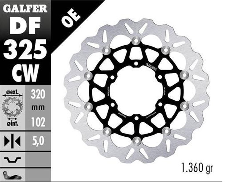 GALFER TARCZA HAMULCOWA PRZÓD SUZUKI GSXR 1000R 2016- (WAVE FLOATING) (320X102X5MM) | DF325CW