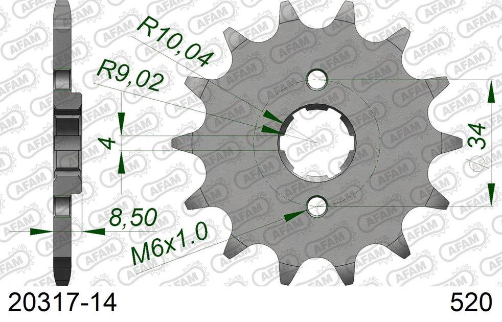Zębatka przednia 2046 14 Honda CA 125, CB/CBX/CM/CMX 250 Łańcuch 520 AFAM | 20317-14