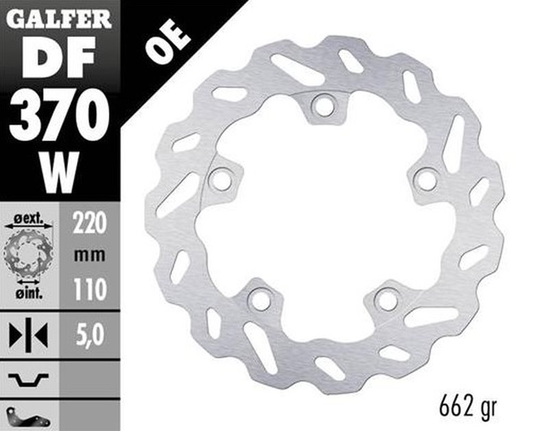 GALFER TARCZA HAMULCOWA TYŁ SUZUKI GSX-R 1000 2016- (WAVE FIXED) (220X110X5MM) | DF370W